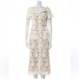 Self-Portrait Cream Floral Lace Midi Dress